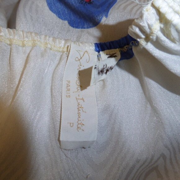 Givenchy NEIMAN MARCUS peignoir robe night gown blue floral slky set S M vintage - Picture 13 of 13